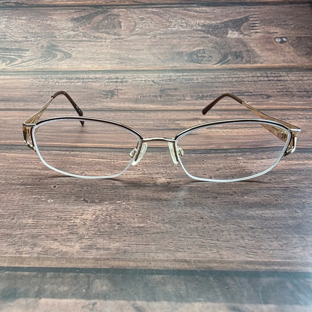 Faconnable Gold Semi Rimless Eyeglasses Oval Metal Frames Japan G30 51-18-135